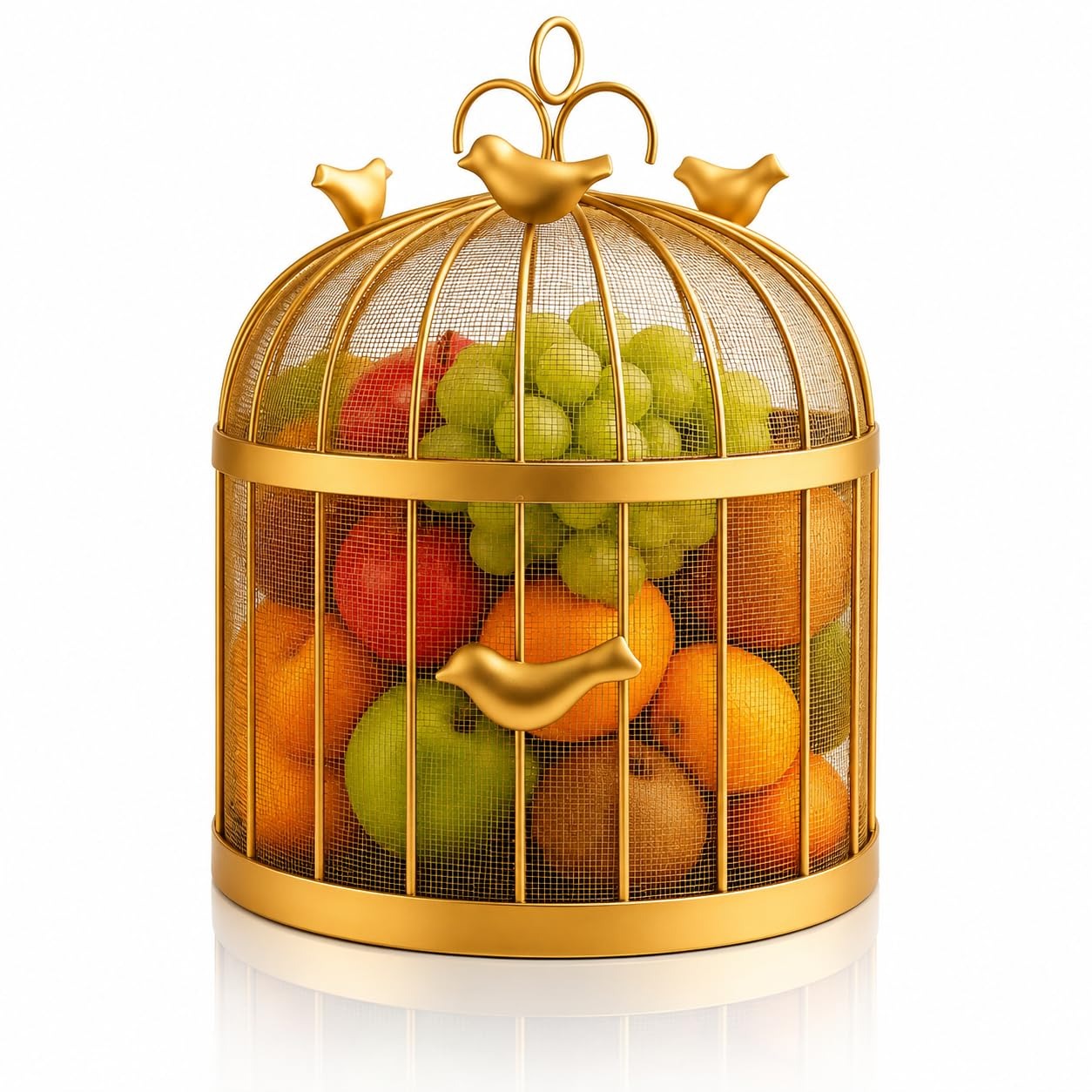 Gold Birdcage Metal Fruit Basket AH-140 Moradabad